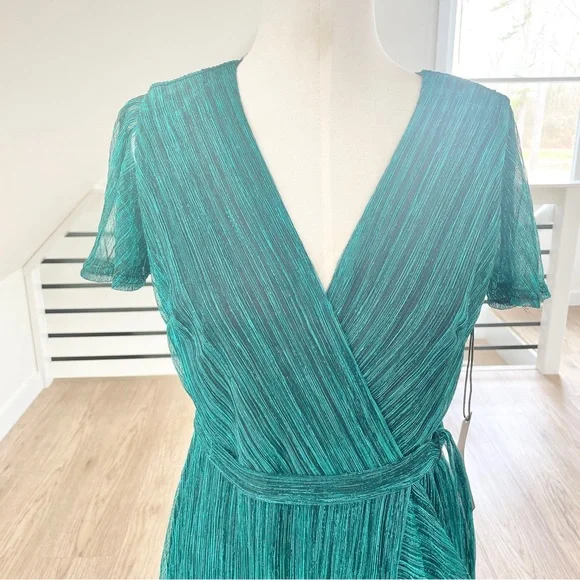 NWT 6 8 Nicole Miller teal green sparkly dress - Picture 3 of 7